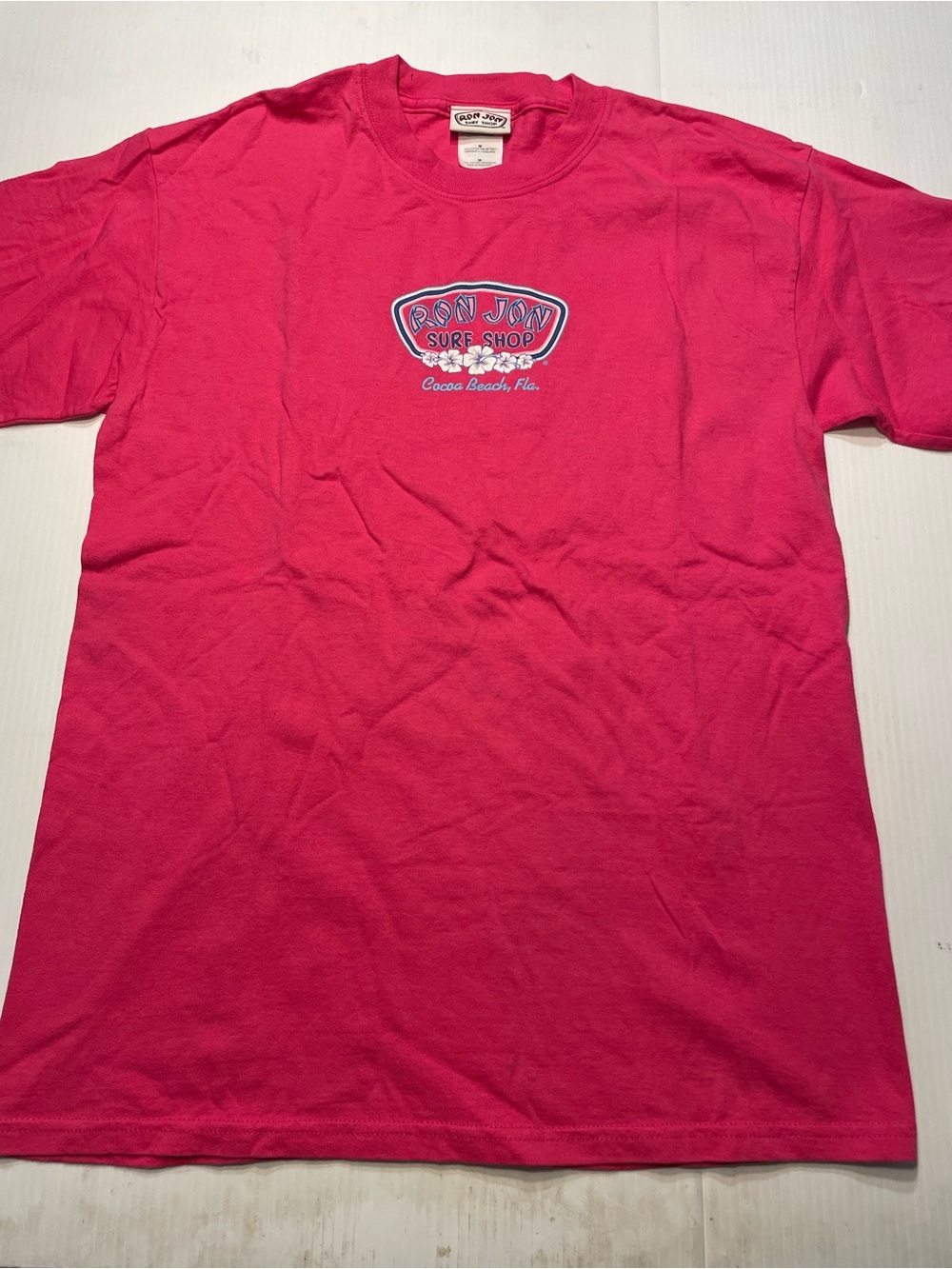 Ron Jon Surf Shop T-Shirt Bright Pink Women/Unisex Sz M Cocoa Beach FL Y2K